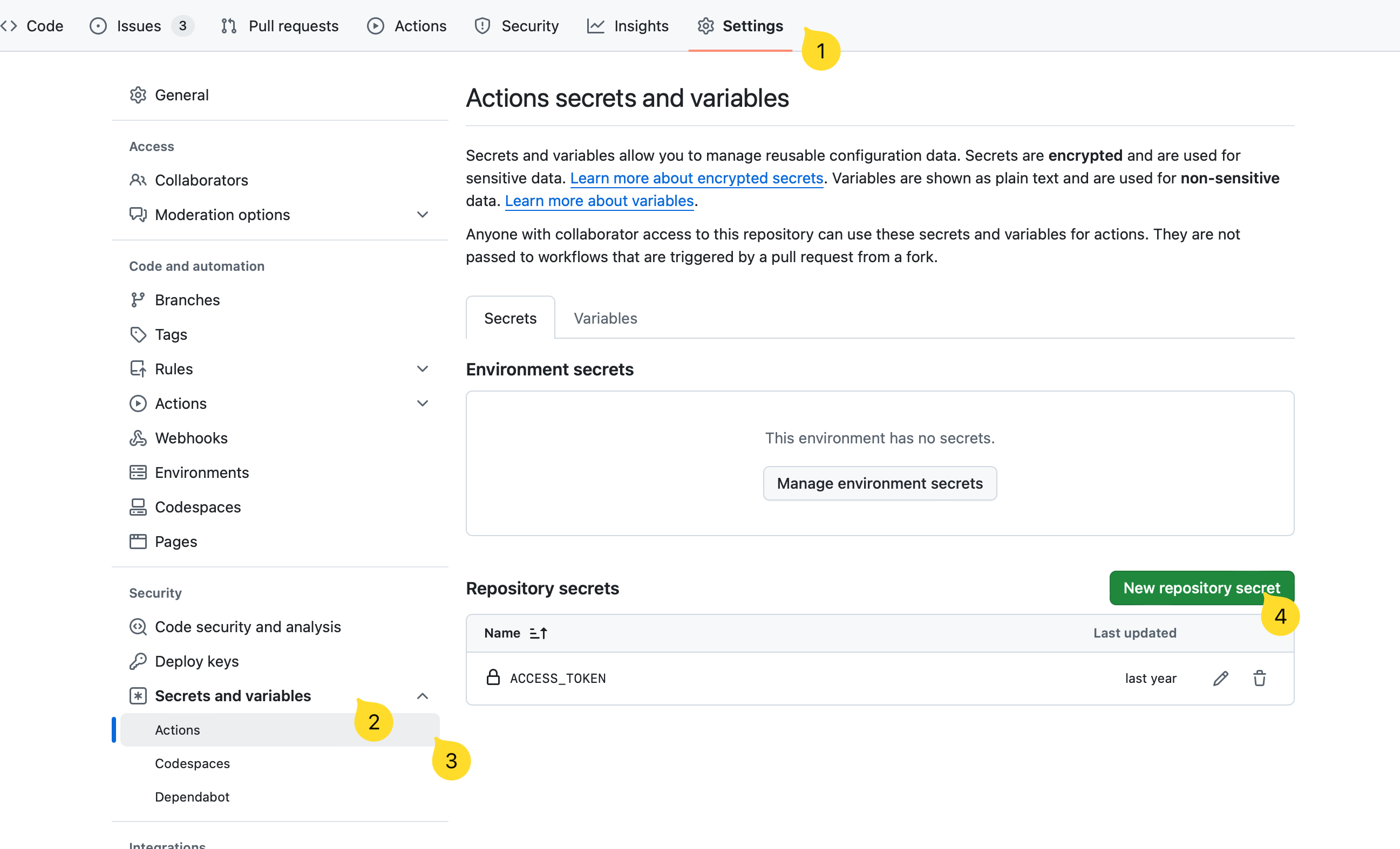 github actions setup